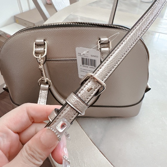 Coach SIERRA SATCHEL IN METALLIC CROSSGRAIN LEATHER/crossbody bag /NWT - Picture 7 of 11